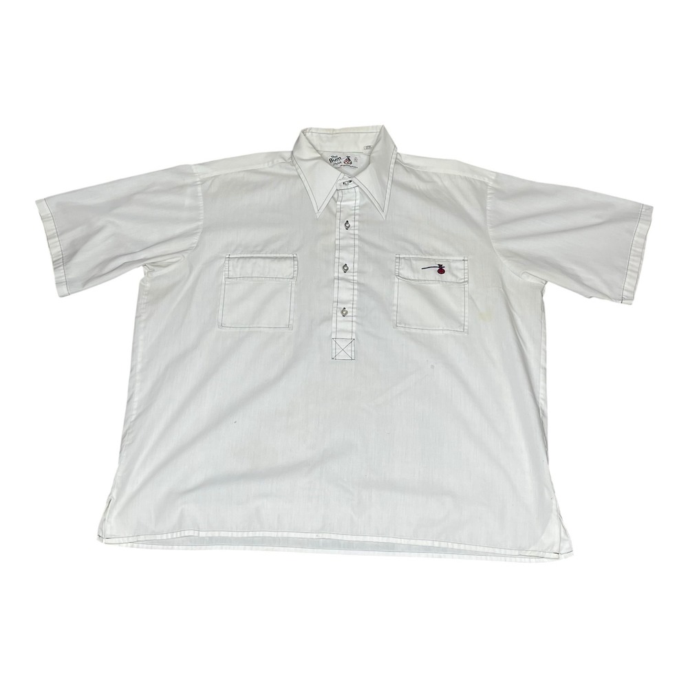 Vintage Retro 60s 70s Manhattan The Bum Shirt Mens XL‎ White Short Sleeve